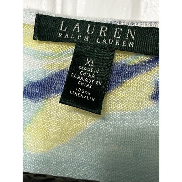 LRL Ralph Lauren Women Linen Shirt Tunic Colorful Floral Art Colorful XL Bright - Picture 6 of 6